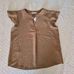 Calvin Klein Tan Textured V-Neck Top